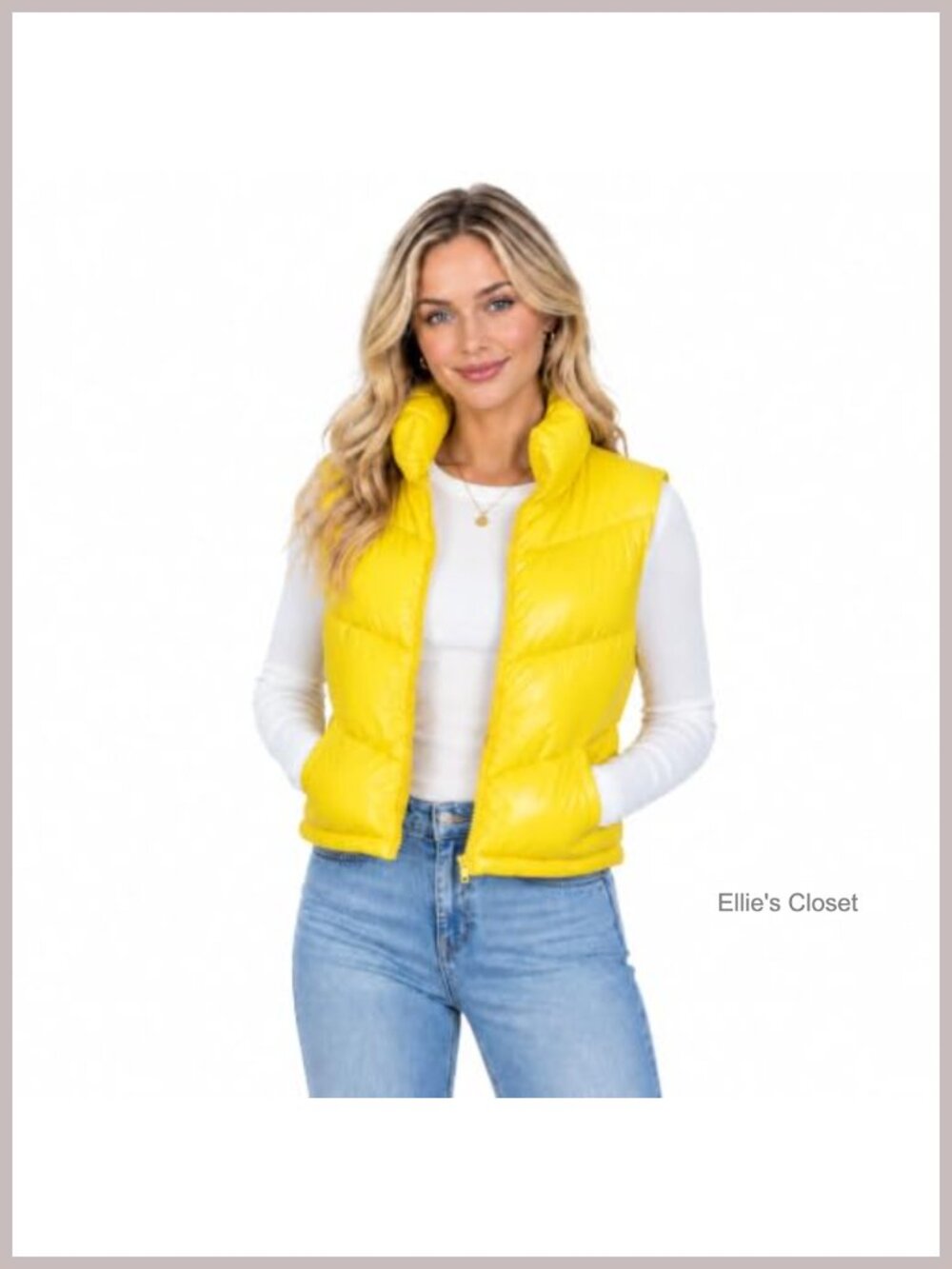 Women's Shiny Cropped Puffer Vest Sleeveless Zip-Up Quilted